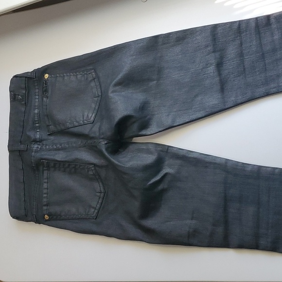 7 for all mankind jeans women's size 00 size 24 black zippered ankle wax… - Picture 4 of 16